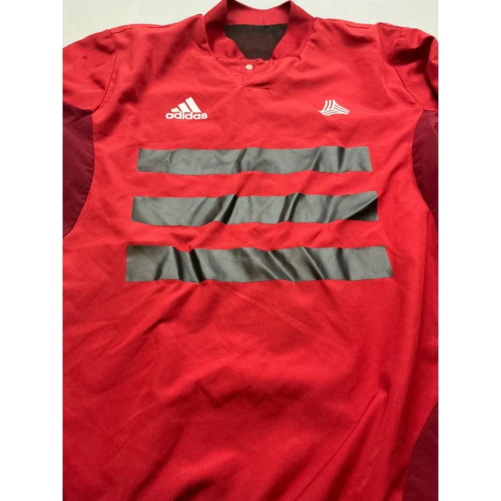 Adidas Vintage Pullover Training Top Red Grey Stripe Soccer Jersey Mens‎ Large